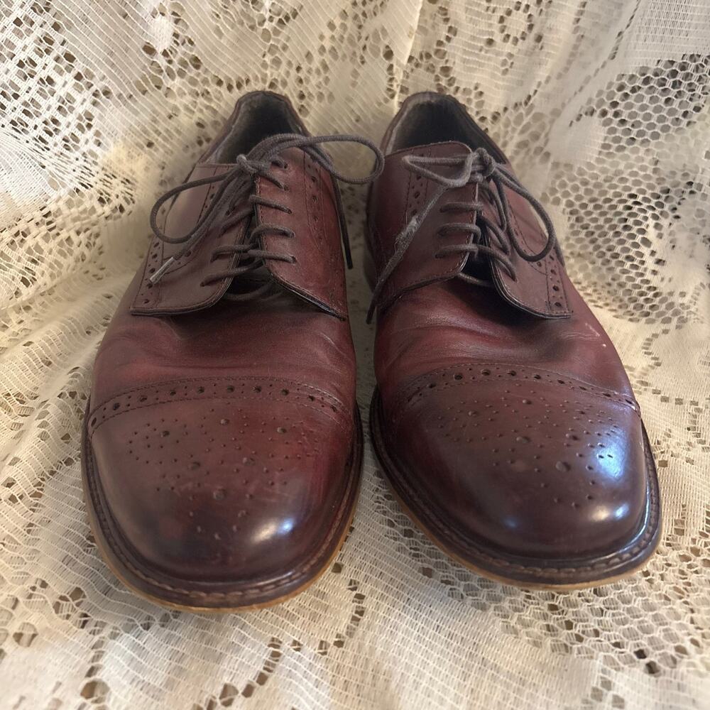 Joseph Abboud Men's US 9 Burgundy Leather Oxford Dress Shoes